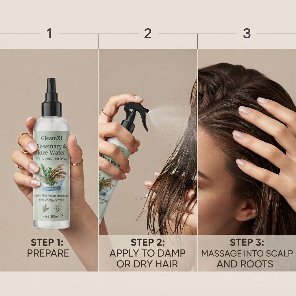 Rosemary & Rice Water Hair Growth Spray – Natural Lightweight Formula for Strong, Shiny Hair